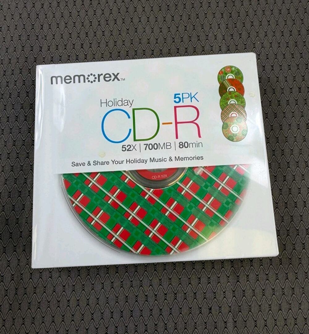Memorex CD-R 5pk Holiday Version 52X 700MB 80min Sealed NEW